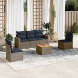 Set 6 piese Gossi gradina, poliratan gri, perne incluse, cu depozitare, masa acacia, rezistent intemperii