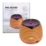 Difuzor aromaterapie PNI HU180 pentru uleiuri esentiale, cu ultrasunete, 400 ml, timer, 7 culori LED, inchidere automata, Wood