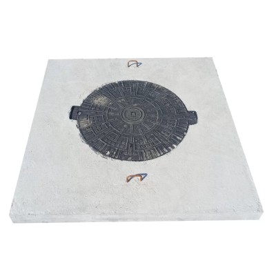 Capac camin din beton cu rama din fonta de 40 tone 140x140x20 cm foto