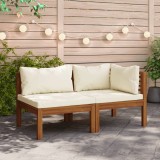 VidaXL Set canapea 2 piese cu perne alb crem, lemn masiv de acacia 316283