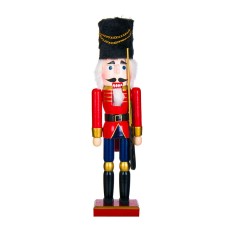 Soldat decorativ de Craciun, 50 cm, lemn, caciula de blana foto