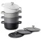 Set 4 Mini Oale din fontă Navaris, 10.5 cm, 290 ml, pentru cuptor si plita, negru/alb, 49079.04.03