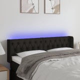 VidaXL Tăblie de pat cu LED, negru, 163x16x78/88 cm, textil