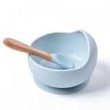 Cumpara ieftin Set Bol Silicon cu Ventuza Antialunecare + Lingurita Bambus, Bebe, Ergonomic, BPA Free, Alimentatie, Multicolor