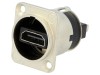 Conector Adaptor Neutrik HDMI Dublu Soclu x2, Ecranat, Placare Aurit, Montare Panou Argintiu
