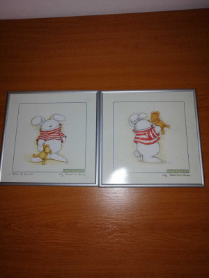 2 x Tablou pentru copii iepurila iepuras ursulet Hoppy Street Bunny Story print foto