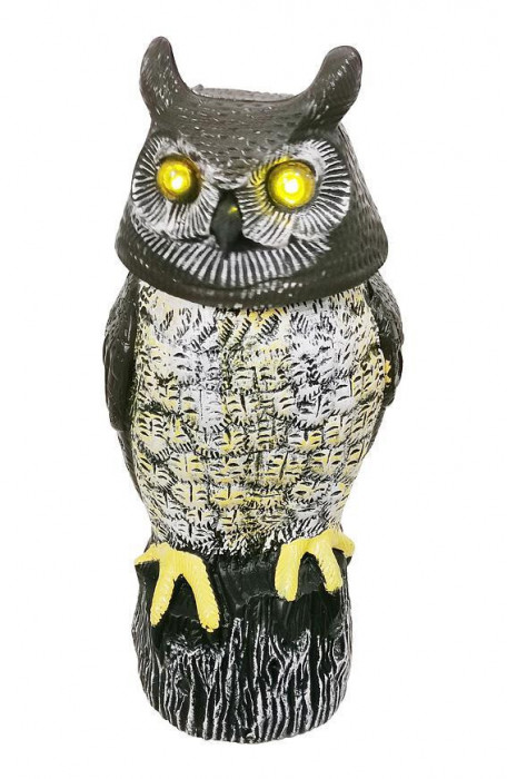 Sperietoare de păsări Strend Pro, bufniță, cap pivotant, ochi luminoși, sunet, solar, 43 cm