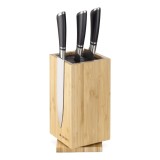 Suport rotativ din bambus pentru cutite Navaris cu peri detasabile, 25x12,5x12,5 cm, 54909.02