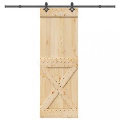 vidaXL Ușă glisantă cu set de feronerie 80x210 cm, lemn masiv de pin 3332779