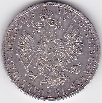 AUSTRIA UNGARIA 1 Florin 1859 A Viena foto