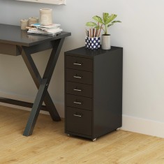 Dulap birou Kokar 69x28x41cm negru mobil cu 5 sertare [en.casa] HausGarden Leisure
