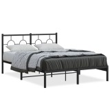 Cumpara ieftin Cadru de pat metalic cu tablie, negru, 140x200 cm