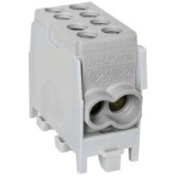 Clema de distributie - derivatie gri pe sina DIN 1 pol 2 intrari (16+25mm2) si 2 iesiri (16+25mm2), Pollmann
