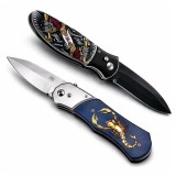 Set de doua cutite automate, DEPOX&reg;, design compact, 24 cm,husa inclusa, bleumarin/multicolor