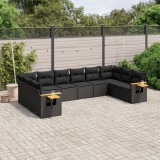 vidaXL Set canapele de grădină cu perne, 10 piese, negru, poliratan 3259563