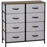 HOMCOM Comoda 8 sertare in stil industrial, comoda pentru dormitor cu sertare detasabile din material textil, lemn si otel, 80x30x81.5cm | AOSOM RO