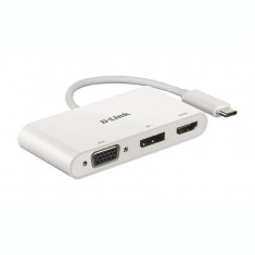 DOCKING Station D-Link universal conectare PC USB Type C | Thunderbolt 3 nu porturi video VGA x 1 | Display Port x 1 | HDMI x 1 alb &quot;DUB-V310&quo