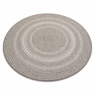 Covor rotund sisal Flat 48837686 Boho, tresă bej, cerc 120 cm foto