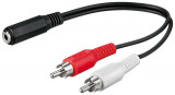 Cablu adaptor audio stereo Jack 3.5 mm mama la 2x RCA tata 20cm, Generic