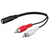 Cablu adaptor audio stereo Jack 3.5 mm mama la 2x RCA tata 20cm