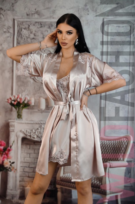 R873-102 Set 2 piese lenjerie sexy de lux din desu si halat
