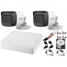 Sistem supraveghere audio-video Hikvision 2 camere Turbo HD 2MP DVR 4 canale, HDD 500GB SafetyGuard Surveillance foto