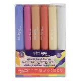 Markere acrilice Strigo , Set 6 culori, varf tip pensula