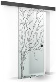 Usa glisanta Boss &reg; Black, model Tree negru, 60x215 cm, sticla 8 mm mata securizata, culisanta in ambele directii, Modern Glass Art