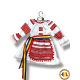 Cumpara ieftin Rochita traditionala romaneasca cu broderie si brau tricolor - TDPITI11