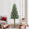 VidaXL Brad de Crăciun subțire Verde 210 cm PVC și lemn de PIN masiv 3394879