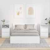 vidaXL Mese de noptieră cu sertar 2 pcs Alb lucios 40 x 30 x 467 cm 888916