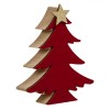 Decoratiune Craciun, Brad Catifelat, Lemn, Stea Glitter, Rosu Auriu, 11cm, Oem