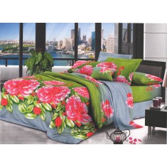 Lenjerie de pat pentru o persoana cu husa de perna patrata, Oluchi, bumbac mercerizat, multicolor