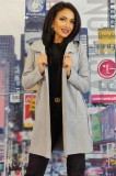 E566RR-18 Cardigan elegant din imitatie piele intoarsa fina