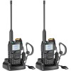 Set 2x Statie Radio Portabila Emisie Receptie 5W, AM/FM, VHF/UHF, Baterie 1600mAh, Lanterna LED, USB-C, Casca, Negru