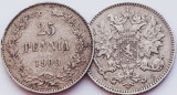 287 Finlanda 25 pennia 1909 Aleksandr II / III / Nikolai II (crown) km 6 argint, Europa