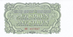 Bancnota Cehoslovacia 5 Korun 1953 - P80 UNC foto