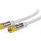 Cablu TV Coaxial 75&Omega; 5m Alb cu Conectori F