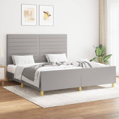 Gossi cadru de pat cu tablie, gri deschis, 160x200 cm, textil foto