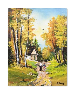 Tablou peisaj din natura pictat manual, Impreuna, 60x45cm ulei pe panza, Constantin Feraru foto