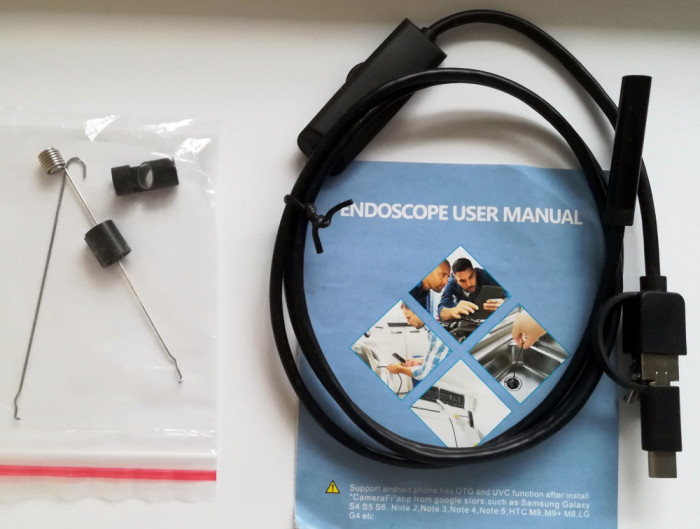Camera video endoscop cu lumina LED - Android / PC (microUSB, USB-C, USB)