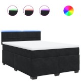 Cumpara ieftin Pat box spring cu saltea, negru, 160x200 cm, catifea