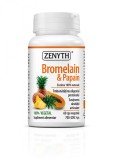 Bromelain Papain, 60 capsule, digestie, articulatii, regenerare leziuni, inflamatii, ZENYTH