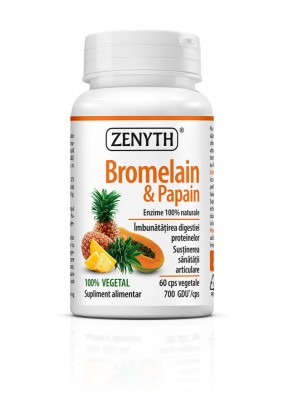 Bromelain Papain, 60 capsule, digestie, articulatii, regenerare leziuni, inflamatii, ZENYTH foto