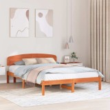 VidaXL Cadru de pat cu spată maro cerat 140x200 cm din lemn masiv de pin