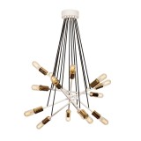 Lustra tip pendul Galligan, 14 lumini, metal, alb/negru/auriu, 52 x 60-93 cm