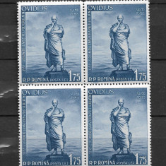 ROMANIA 1957 - 2000 DE ANI DE LA NASTEREA LUI OVIDIU, BLOC DE 4, MNH - LP 440