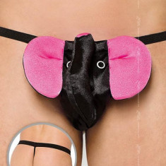 Lenjerie Fantezie Tanga Elefant, Negru Cu Roz, S/L