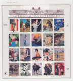 SUA-2001-ILUSTRATORI AMERICANI-Bloc nedantel 20 timbre cu nominal de 34 centi-, Nestampilat
