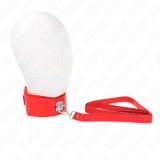 KINK - NECKLACE WITH LEASH 116 CM WITH SILVER STUDS MODEL 4 RED ADJUSTABLE 40-48 CM X 6 CM, KINK COLLAR &amp; GAG